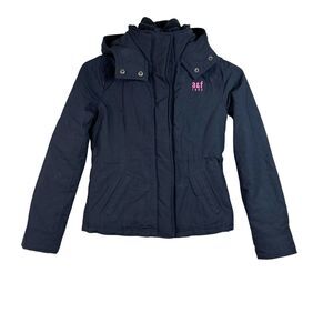 Abercrombie & Fitch Girls Black Puffer Jacket Fleece Lined Outdoor Winter Size L